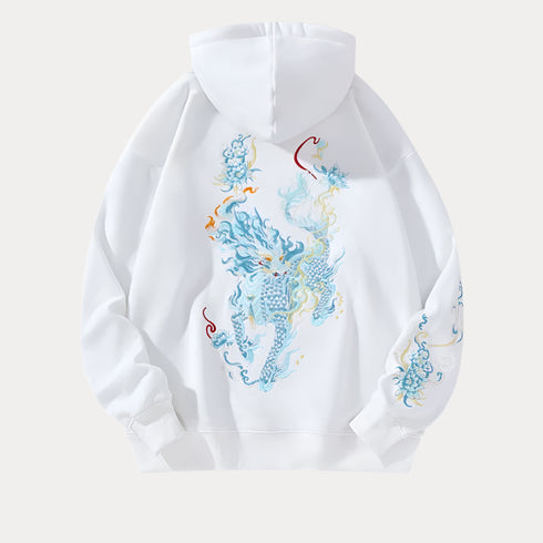 White Dragon Embroidered Hoodie
